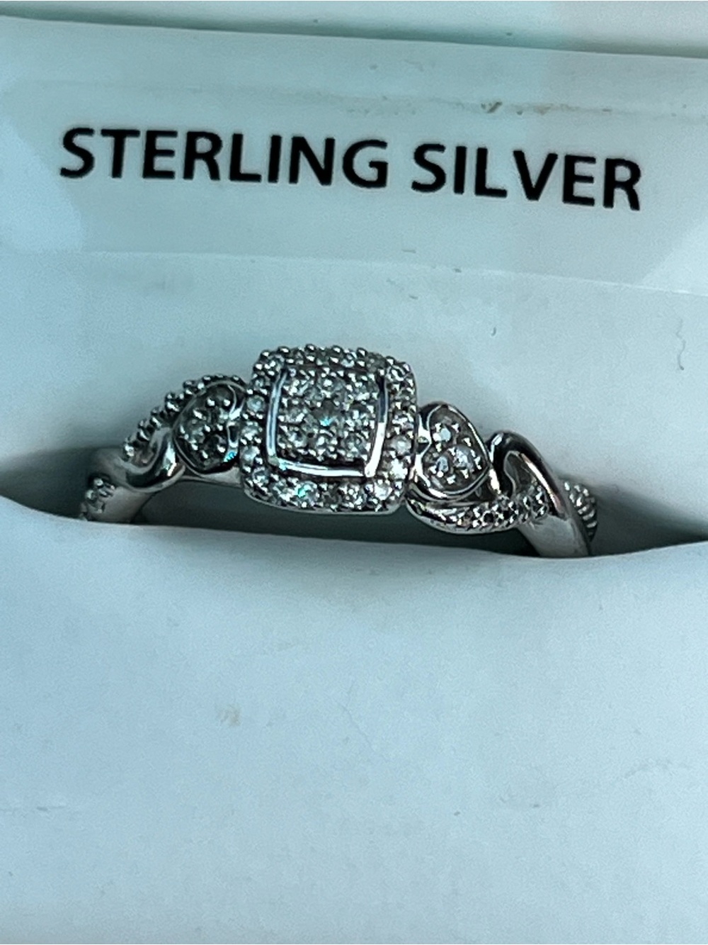 Sterling Silver White Cubic Zirconia Halo Ring